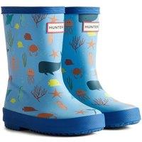 Hunter Kids First Classic Ocean Print Wellington Boot in Blue | Size: Infant 4