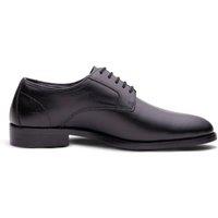 QUIVE London Men's Black Leather Derby Shoes for Work, Business & Smart Casual with Warranty | Size: 10