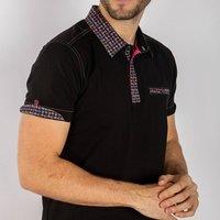 CLAUDIO LUGLI Men's SIGNATURE DOGTOOTH POLO SHIRT in Black | Size: 2XL