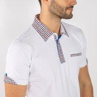 CLAUDIO LUGLI Men's SIGNATURE DOGTOOTH POLO SHIRT in White | Size: XL