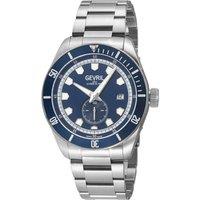 Gevril Men's Yorkville 316L Swiss Automatic ETA 2895 Blue Matt Dial Watch in Silver