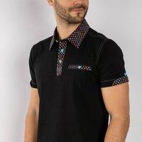 CLAUDIO LUGLI Men's SIGNATURE PIXEL POLO SHIRT in Black | Size: 2XL