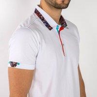 CLAUDIO LUGLI Men's SIGNATURE POLO SHIRT WITH ORNAMENTAL INSERT in White | Size: XL