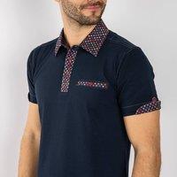 CLAUDIO LUGLI Men's SIGNATURE PIXEL POLO SHIRT in Navy | Size: Large