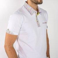 CLAUDIO LUGLI Men's SIGNATURE PIXEL POLO SHIRT in White | Size: 3XL