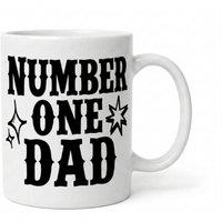 Dyzi Number One Dad Mug Ceramic Coffee Cup in White