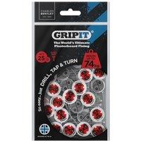 Gripit 18mm Plasterboard Fixing - 25 Pack (Red) Stud Wall Anchor Max Load 74kg in Red
