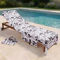 OHS Bows Beach Towel with Bag Quick Dry Absorbent Travel Spa in White