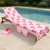 OHS Bows Beach Towel with Bag Quick Dry Absorbent Travel Spa in Pink
