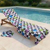 OHS Checkerboard Beach Towel with Bag Quick Dry Absorbent Travel Spa