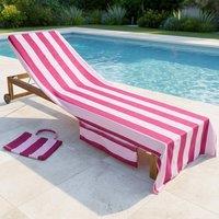 OHS Stripes Beach Towel with Bag Quick Dry Absorbent Travel Spa in Burgundy