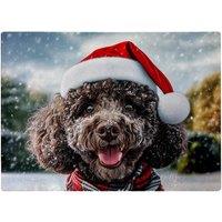 Warren Reed - Designer Snowy Christmas Poodle Glass Chopping Board