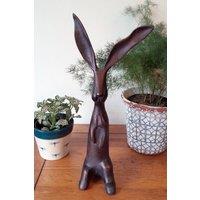 Inspirational Gifting Long Eared Rabbit Garden Sculpture Ornament in Bronze