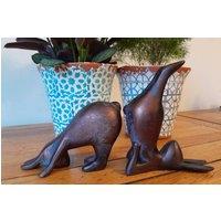 Inspirational Gifting Pair of Yoga Bunnies Home or Garden Sculpture Ornament in Bronze
