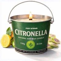 volila Citronella Candles in a Bucket Long Lasting for Patio, Camping, Garden in Green