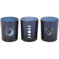 Something Different Moon Phases Candle Holder (Pack of 3) in Blue