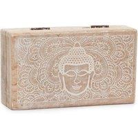 KDMD Buddha Face Whitewash Medium Square Storage Box in Brown