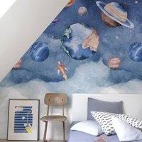 Grandeco Roswell Planet Spaceship Nursery 3 panel repeatable Mural 2.8 x 1.59m