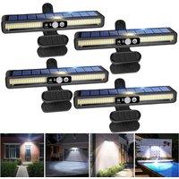 Ventryn 4x Solar Smart Light with Motion Sensor, Clip Outdoor Garden in Black