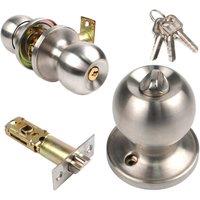 FLAVORA Silver Bathroom Privacy Lock Round Knob Door Entry Passage with Keys | Size: 1000mm 2000mm
