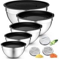 NESTLUNE 5X/Set Mixing Bowl, Stainless Steel Nesting Bowls in Silver | Size: 100 cm x 15 cm