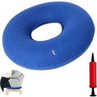 NESTLUNE Inflatable Donut Ring Cushion with Pump & Travel Bag in Blue | Size: 100 cm x 190 cm