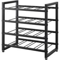 Levede 16 Bottle Wine Rack Countertop Wine Storage Organiser 4 Tier Metal in Black