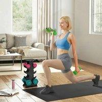 EONLION Dumbbells Set with Dumbbell Rack in Black | Size: 0-12 m