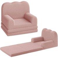 VOGREX Kid Couch 2in1 Comfy Toddler Couch Fold Out Convertible in Pink