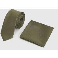 Burton Men's Olive Textured Tie & Pocket Square