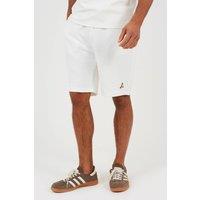 Brave Soul Men's Shorts with Badge Detail in Cream | Size: XL