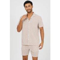 Brave Soul Men's Cotton Revere Collar Short Sleeve Shirt in Brown | Size: 2XL