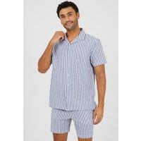 Brave Soul Men's Cotton Revere Collar Short Sleeve Shirt in Navy | Size: Medium