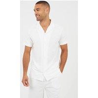 Brave Soul Men's Revere Collar Shirt in Cream | Size: XL