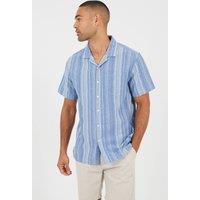 Brave Soul Men's Revere Collar Shirt in Blue | Size: XL