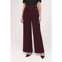Finery London Women's Nellie Regular Twill Wide Leg Trouser in Wine | Size: 18