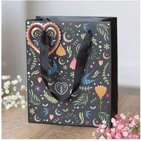 KDMD Women's Medium Black Midnight Bloom Floral Gift Bag for Special Occasions