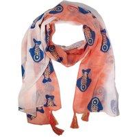 KDMD Women's Nomad Sari Aqua Fish Coral Scarf 180x50cm with Tassels | Size: 180x50 cm
