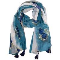 KDMD Women's Nomad Sari Aqua Fish Sea Blue Scarf 180x50cm | Size: 180x50 cm