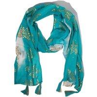 KDMD Women's Nomad Sari Summer Turtle Print Scarf Turquoise 180x50cm | Size: 180x50 cm