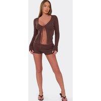 EGO Women's Crochet Low Rise Shorts in Dark Brown | Size: Large