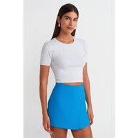 Dilvin Women's Slim Fit Crop T-Shirt in Light Grey | Size: Medium