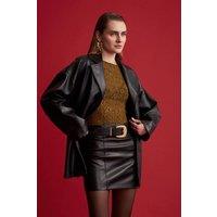 Dilvin Women's Lace-knit Boat Neck Blouse in Olive | Size: Medium