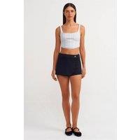 Dilvin Women's High-Waist Denim Mini Skirt in Black | Size: Small