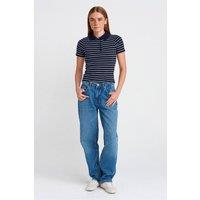 Dilvin Women's High-Waist Balloon Wide-Leg Jeans in Mid Blue | Size: Large