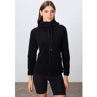 Tommy Life Women's Plush Zip-up Hooded Sweatshirt in Black | Size: Medium