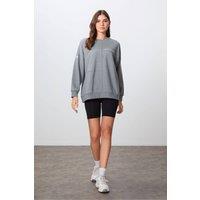 Tommy Life Women's Oversized Crew Neck Sweatshirt in Grey | Size: Large