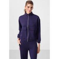 Tommy Life Women's Oversized Cropped Zip-Neck Knit Top in Navy | Size: Medium