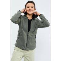 Tommy Life Women's Plush Zip-Front Sweatshirt in Khaki | Size: Large