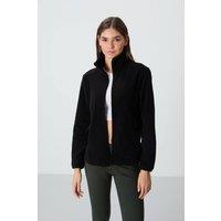 Tommy Life Women's Plush Zip-Front Sweatshirt in Black | Size: 2XL